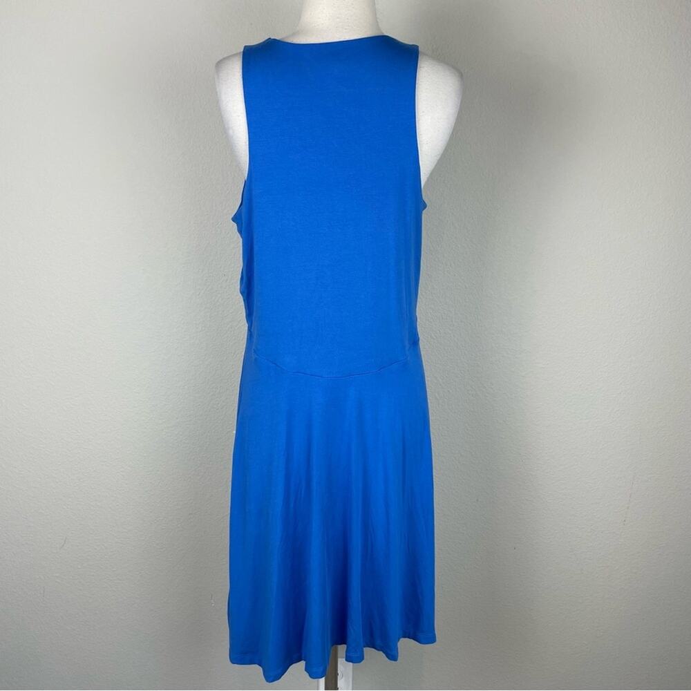 Athleta Blue Sleeveless Stretch Knit Crew Neck Midi Athletic Athleisure Dress Lg - Picture 5 of 9